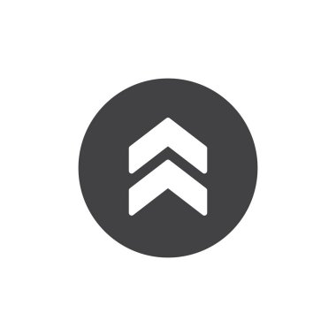 Üst ok simge vektör, düz işareti, üzerinde beyaz izole katı piktogram dolu. Sembol, logo resimde iki oklar.