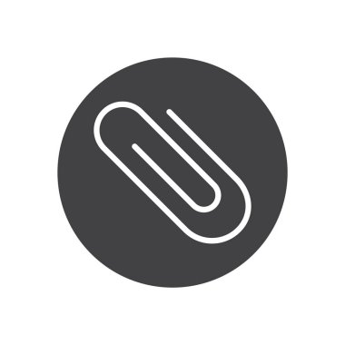 Kağıt küçük simge vektör, dolu düz işareti, üzerinde beyaz izole katı piktogram iliştirin. Ataç simgesi, logo illüstrasyon.