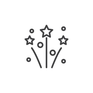 Kutlama havai hat simgesi, Anahat vektör işareti, üzerinde beyaz izole doğrusal stil piktogram. Yıldız sembolü, logo illüstrasyon selamlıyorum. Düzenlenebilir kontur