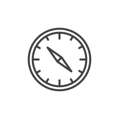 Pusula satırı simgesi, vektör işareti, anahat üzerinde beyaz izole doğrusal stil piktogram. Sembol, logo illüstrasyon. Düzenlenebilir kontur