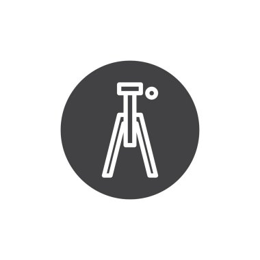 Fotoğraf tripod simge vektör, düz işareti, üzerinde beyaz izole katı piktogram dolu. Sembol, logo illüstrasyon.