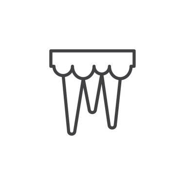 Kar buz sarkıtları satırı simgesi, vektör işareti, anahat üzerinde beyaz izole doğrusal stil piktogram. Sembol, logo illüstrasyon. Düzenlenebilir kontur