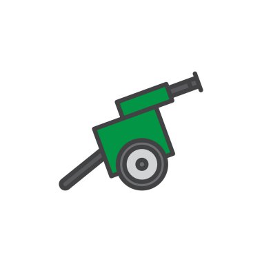 Top doldurulmuş anahat simgesini, çizgi vektör işareti, üzerinde beyaz izole doğrusal renkli sembol. Silah, topçu sembolü, logo illüstrasyon. Piksel mükemmel vektör grafikleri