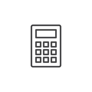 Hesap makinesi satırı simgesi, Anahat vektör işareti üzerinde beyaz izole doğrusal stil piktogram. Sembol, logo illüstrasyon. Düzenlenebilir kontur