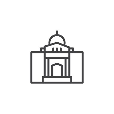 Sarayı satırı simgesi, bina Camii Anahat vektör işareti, üzerinde beyaz izole doğrusal stil piktogram. Sembol, logo illüstrasyon. Düzenlenebilir kontur