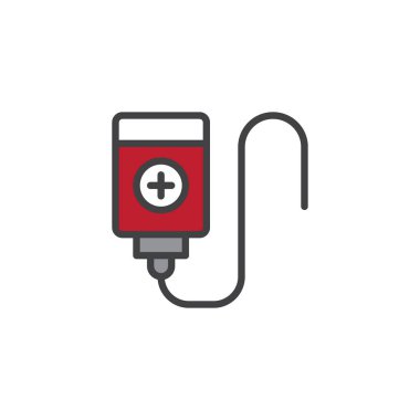 Kan nakli doldurulmuş anahat simgesini, çizgi vektör işareti, üzerinde beyaz izole doğrusal renkli sembol. Sembol, logo illüstrasyon. Piksel mükemmel vektör grafikleri