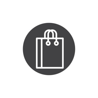 Alışveriş çantası simge vektör, düz işareti, üzerinde beyaz izole katı piktogram dolu. Sembol, logo illüstrasyon.