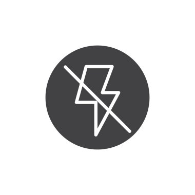 Kamera flaşı simge vektör, düz işareti, üzerinde beyaz izole katı piktogram dolu. Hiçbir flaş ışık sembolü, logo illüstrasyon.