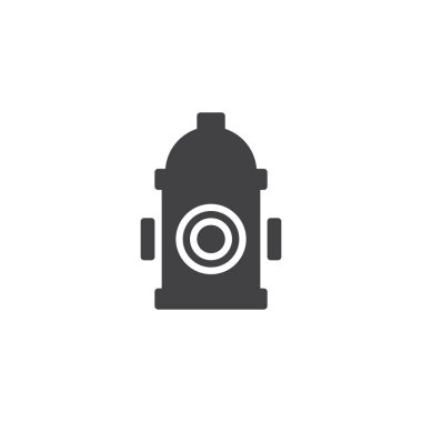 Yangın Hidrant simge vektör, düz işareti, üzerinde beyaz izole katı piktogram dolu. Su kulesi sembolü, logo illüstrasyon.