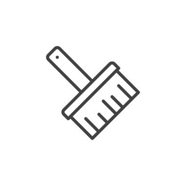 Boya fırça satırı simgesi, vektör işareti, anahat üzerinde beyaz izole doğrusal stil piktogram. Sembol, logo illüstrasyon. Düzenlenebilir kontur