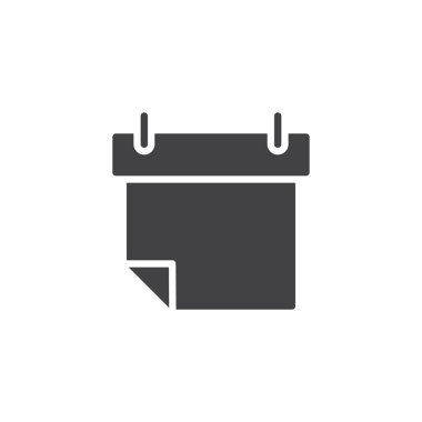 Takvim simge vektör, dolu düz işareti, üzerinde beyaz izole katı piktogram. Gündem sembolü, logo illüstrasyon.