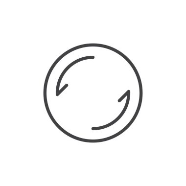 Satırı simgesi Yenile, vektör işareti, anahat üzerinde beyaz izole doğrusal stil piktogram. Sync simgesi, logo illüstrasyon. Düzenlenebilir kontur