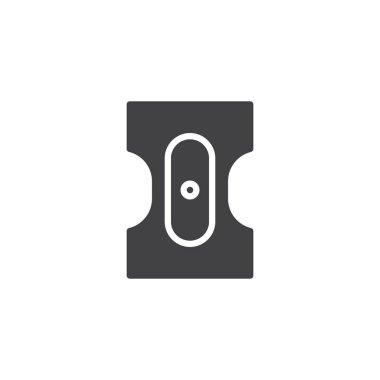 Kalem kalemtıraş simge vektör, dolu düz işareti, üzerinde beyaz izole katı piktogram. Sembol, logo illüstrasyon.