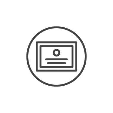 Sertifika satırı simgesi, vektör işareti, anahat üzerinde beyaz izole doğrusal stil piktogram. Charter sembolü, logo illüstrasyon. Düzenlenebilir kontur