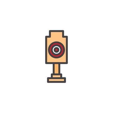 Çekim hedef eğitim anahat simgesini, çizgi vektör işareti, üzerinde beyaz izole doğrusal renkli sembol dolu. Sembol, logo illüstrasyon. Piksel mükemmel vektör grafikleri