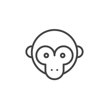 Maymun zeka çizgisi simgesi, vektör işareti, anahat üzerinde beyaz izole doğrusal stil piktogram. Sembol, logo illüstrasyon. Düzenlenebilir kontur