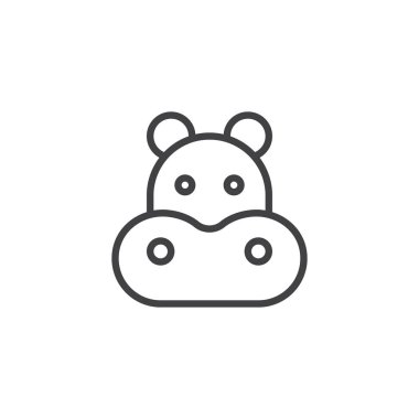 Su aygırı zeka çizgisi simgesi, Anahat vektör işareti üzerinde beyaz izole doğrusal stil piktogram. Behemoth yüz simgesi, logo illüstrasyon. Düzenlenebilir kontur