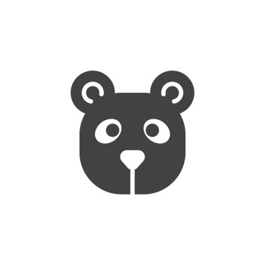 Panda baş simge vektör, düz işareti, üzerinde beyaz izole katı piktogram dolu. Sembol, logo illüstrasyon.