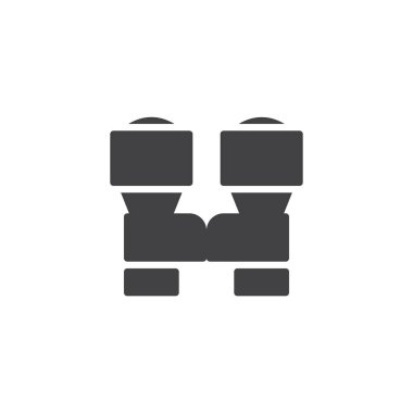 Dürbün simge vektör, düz işareti, üzerinde beyaz izole katı piktogram dolu. Alan gözlük sembolü, logo illüstrasyon