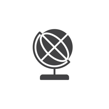 Küre simge vektör, dolu düz işareti, üzerinde beyaz izole katı piktogram. Sembol, logo illüstrasyon.