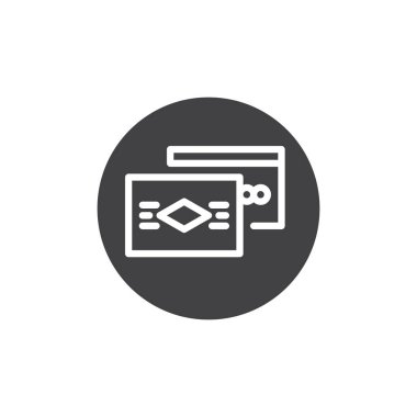 Banka ve kredi kartı simge vektör, dolu düz işareti, üzerinde beyaz izole katı piktogram. Ödeme yöntemi sembolü, logo illüstrasyon.