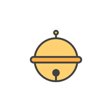 Noel jingle bell doldurulmuş anahat simgesini, çizgi vektör işareti, üzerinde beyaz izole doğrusal renkli sembol. Sembol, logo illüstrasyon. Piksel mükemmel vektör grafikleri