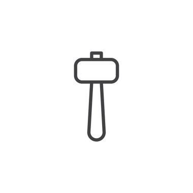 Satırı simgesi hammer, vektör işareti, anahat üzerinde beyaz izole doğrusal stil piktogram. Balyozla sembol, logo illüstrasyon. Düzenlenebilir kontur