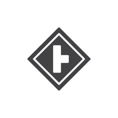 Yol işareti simge vektör, dolu düz işareti, üzerinde beyaz izole katı piktogram sağa dönün. Sembol, logo illüstrasyon.