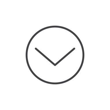 Başarı ok satırı simgesi download, vektör işareti, anahat üzerinde beyaz izole doğrusal stil piktogram. Sembol, logo illüstrasyon denetleyin. Düzenlenebilir kontur