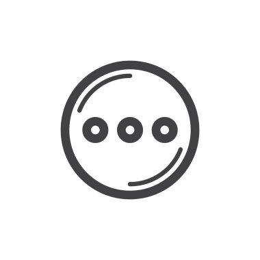 Daire üç nokta çizgi simgesiyle, vektör işareti, anahat üzerinde beyaz izole doğrusal stil piktogram. App menü simgesi, logo illüstrasyon. Kalın çizgili tema. Piksel mükemmel vektör grafikleri