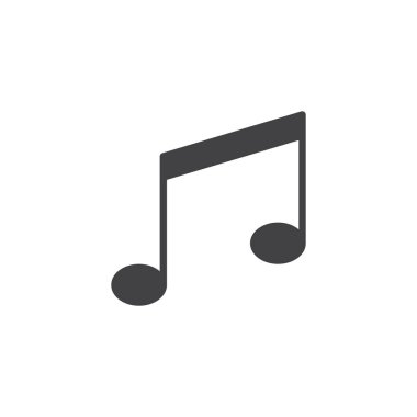 Müzik notu simge vektör, düz işareti, üzerinde beyaz izole katı piktogram dolu. Sembol, logo illüstrasyon.