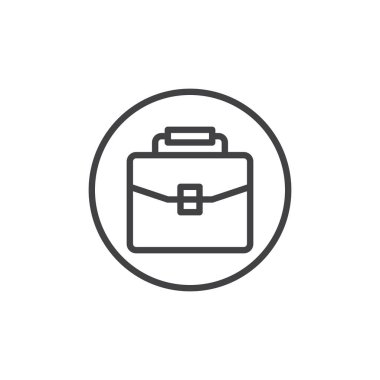 Evrak Çantası'nı satırı simgesi, Anahat vektör işareti üzerinde beyaz izole doğrusal stil piktogram. Portföy sembolü, logo illüstrasyon. Düzenlenebilir kontur