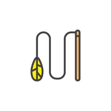 Kedi oyuncak doldurulmuş anahat simgesini, çizgi vektör işareti, üzerinde beyaz izole doğrusal renkli sembol. Sembol, logo illüstrasyon. Piksel mükemmel vektör grafikleri