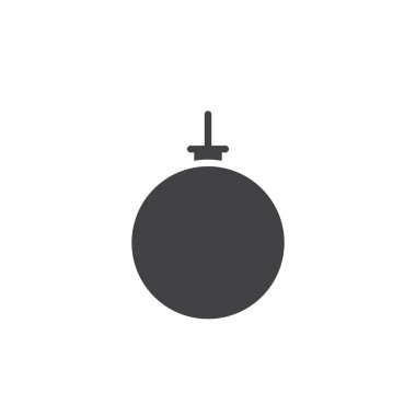 Noel ağacı önemsiz şey dekorasyon simge vektör, düz işareti, üzerinde beyaz izole katı piktogram dolu. Sembol, logo illüstrasyon.