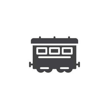 Demiryolu seyahat etmek simge vektör, düz işareti, üzerinde beyaz izole katı piktogram dolu. Demiryolu tren sembolü, logo illüstrasyon.