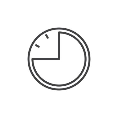 Saat satırı simgesi, vektör işareti, anahat üzerinde beyaz izole doğrusal stil piktogram. Saat simgesi, logo illüstrasyon. Düzenlenebilir kontur