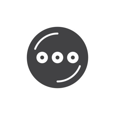 Üç nokta basit simgesi, dolu düz işareti, katı glif piktogram ile daire. App menü simgesi, vektör çizim