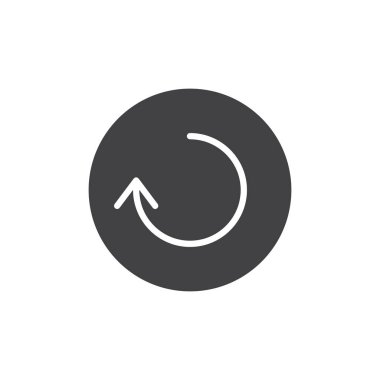 Ok simge vektör, dolu düz işareti, üzerinde beyaz izole katı piktogram yeniden yükleyin. Sembol, logo illüstrasyon.