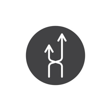 Kavşak okları simge vektör, düz işareti, üzerinde beyaz izole katı piktogram dolu. Sembol, logo illüstrasyon.