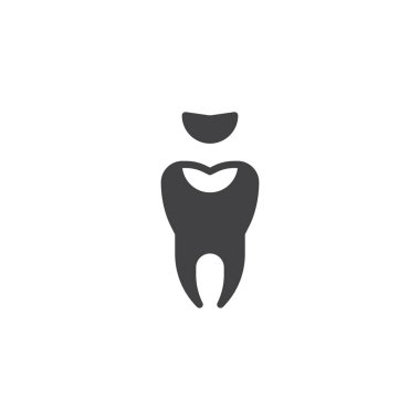 Çürük diş simge vektör, düz işareti, üzerinde beyaz izole katı piktogram dolu. Sembol, logo illüstrasyon.