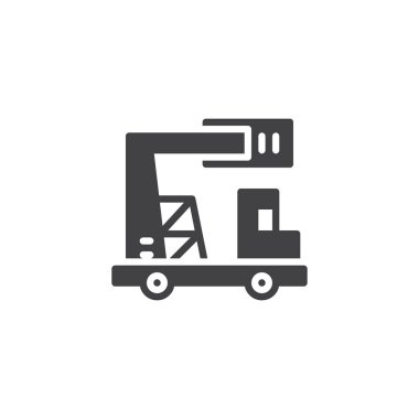 Kamyon Yükleyici-Teleskop vinç simgesi olan vektör, dolu düz işareti, üzerinde beyaz izole katı piktogram. Makine sembolü, logo resim kaldırma