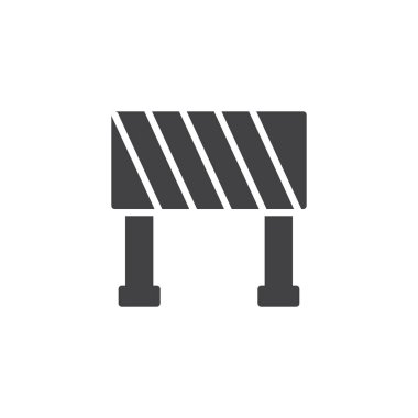 Yol engeli simge vektör, düz işareti, üzerinde beyaz izole katı piktogram dolu. İnşaat barikat sembolü, logo illüstrasyon