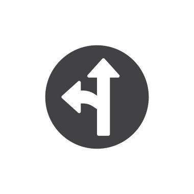 Sol ve doğru ok simgesi vektör, dolu düz işareti, üzerinde beyaz izole katı piktogram. Kavşak sembolü, logo illüstrasyon.