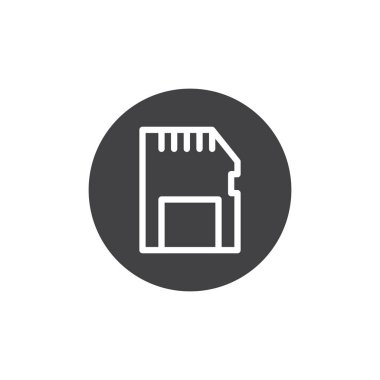 Bellek kartı simge vektör, düz işareti, üzerinde beyaz izole katı piktogram dolu. SD kart sembolü, logo illüstrasyon.