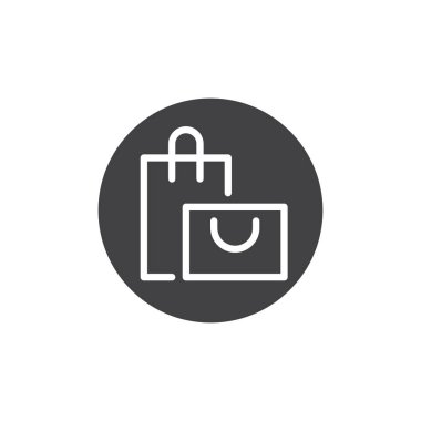 Online alışveriş çantası düğme simge vektör, düz işareti, üzerinde beyaz izole katı piktogram dolu. Sembol, logo illüstrasyon.