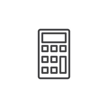 Hesap makinesi satırı simgesi, Anahat vektör işareti üzerinde beyaz izole doğrusal stil piktogram. Matematik, muhasebe sembolü, logo illüstrasyon. Düzenlenebilir kontur