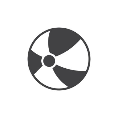 Plaj topu simge vektör, düz işareti, üzerinde beyaz izole katı piktogram dolu. Sembol, logo illüstrasyon.