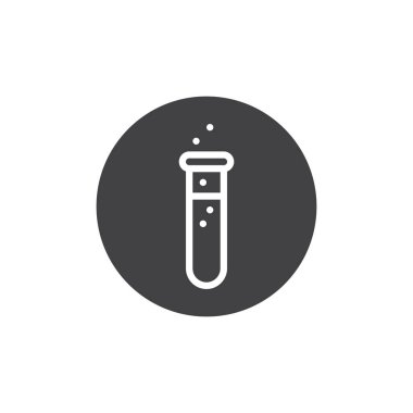 Test tüpü simge vektör, düz işareti, üzerinde beyaz izole katı piktogram dolu. Sembol, logo illüstrasyon.