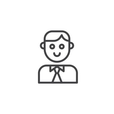 Baba satırı simgesi, vektör işareti, anahat üzerinde beyaz izole doğrusal stil piktogram. Kişi, adam sembolü, logo illüstrasyon. Düzenlenebilir kontur