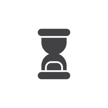 Kum saati simgesi vektör, düz işareti, üzerinde beyaz izole katı piktogram dolu. Kum saati simgesi, logo illüstrasyon.